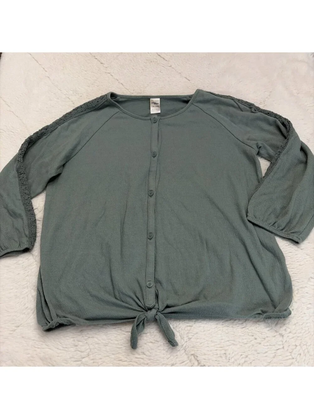 Oshkosh Bigosh girls Sage Button Up Tie Front Crop Top 14 Boho